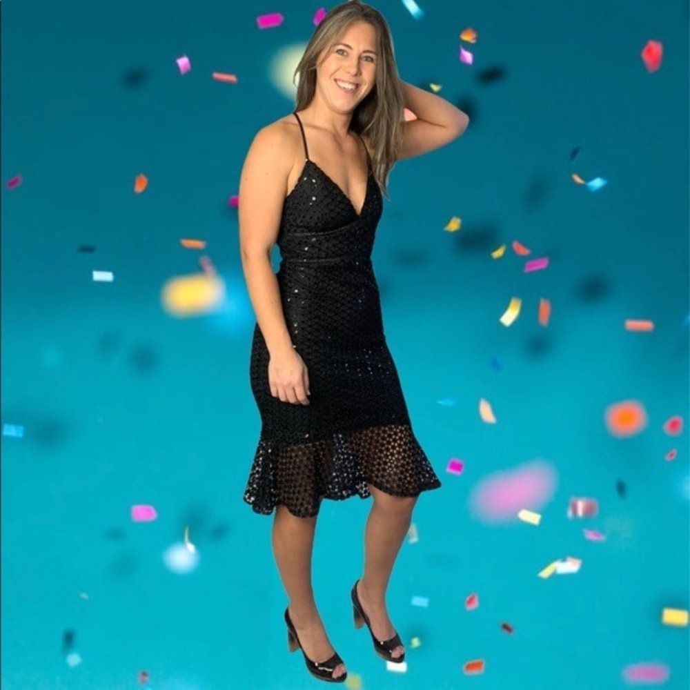 NWTs Lulu’s Chance Encounter Black Sequin Dress S
